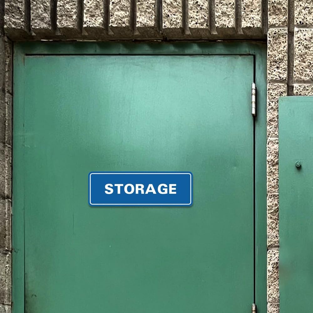 Standard STORAGE Door/Wall Sign - Black/Silver - Large (2 Pack)