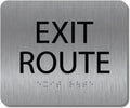 ALPHA DOG ADA SIGNS - Exit Route Sign with Braille for Your Business, 5x6 Inch, ADA Compliant, Indoor or Outdoor, Easy Installation, Made in the USA, Brushed Metal