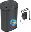 SensorCan 13 Gallon Automatic Sensor Trash Can with Lid, AC Adapter Included, AbsorbX Odor Control, Gunmetal Gray Stainless Steel Kitchen Garbage Bin, Fingerprint-Proof, Hands-Free Operation, Oval