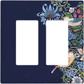 Decorative Outlet Covers Vintage Blue Morris Strawberry Thief Bird Flower 2 Gang Wall Plate Double Rocker Two Switch Wall Cover Plate Jumbo Dual GFCI Faceplate