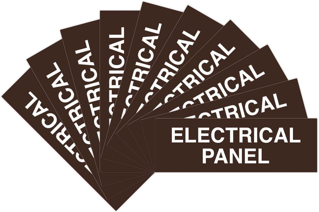 All Quality Basic Electrical Panel Sign - Fire Regulation Safety Compliance Sign - Dark Brown - Large (10 Pack)