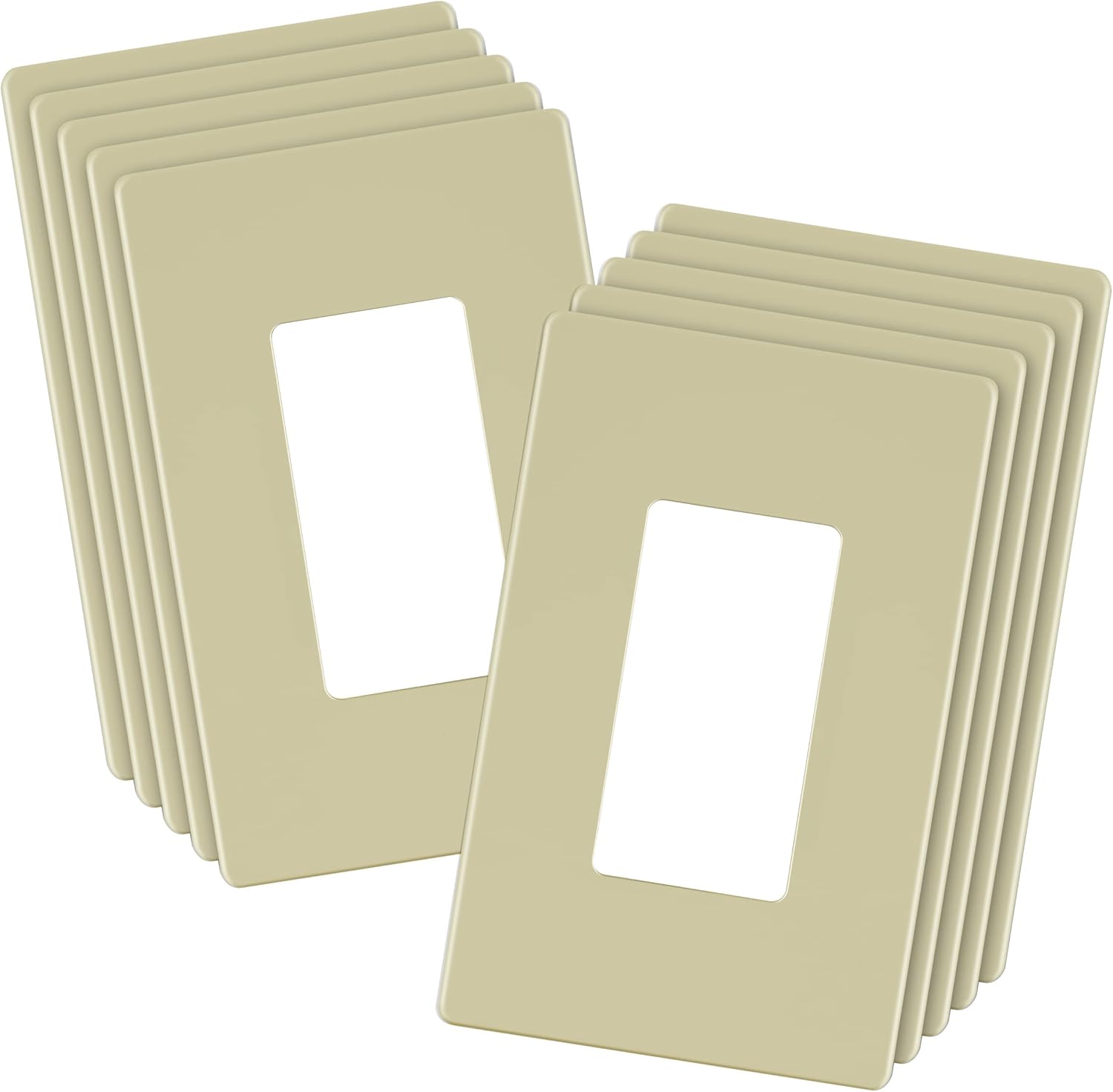LIDER Matte Finish Decorator Switch Cover, Screwless Wall Plate, Mid-Size 1-Gang 4.88" x 3.11", Unbreakable Polycarbonate Thermoplastic, UL Listed, LSWP-31M-I10P, Ivory, 10 pack