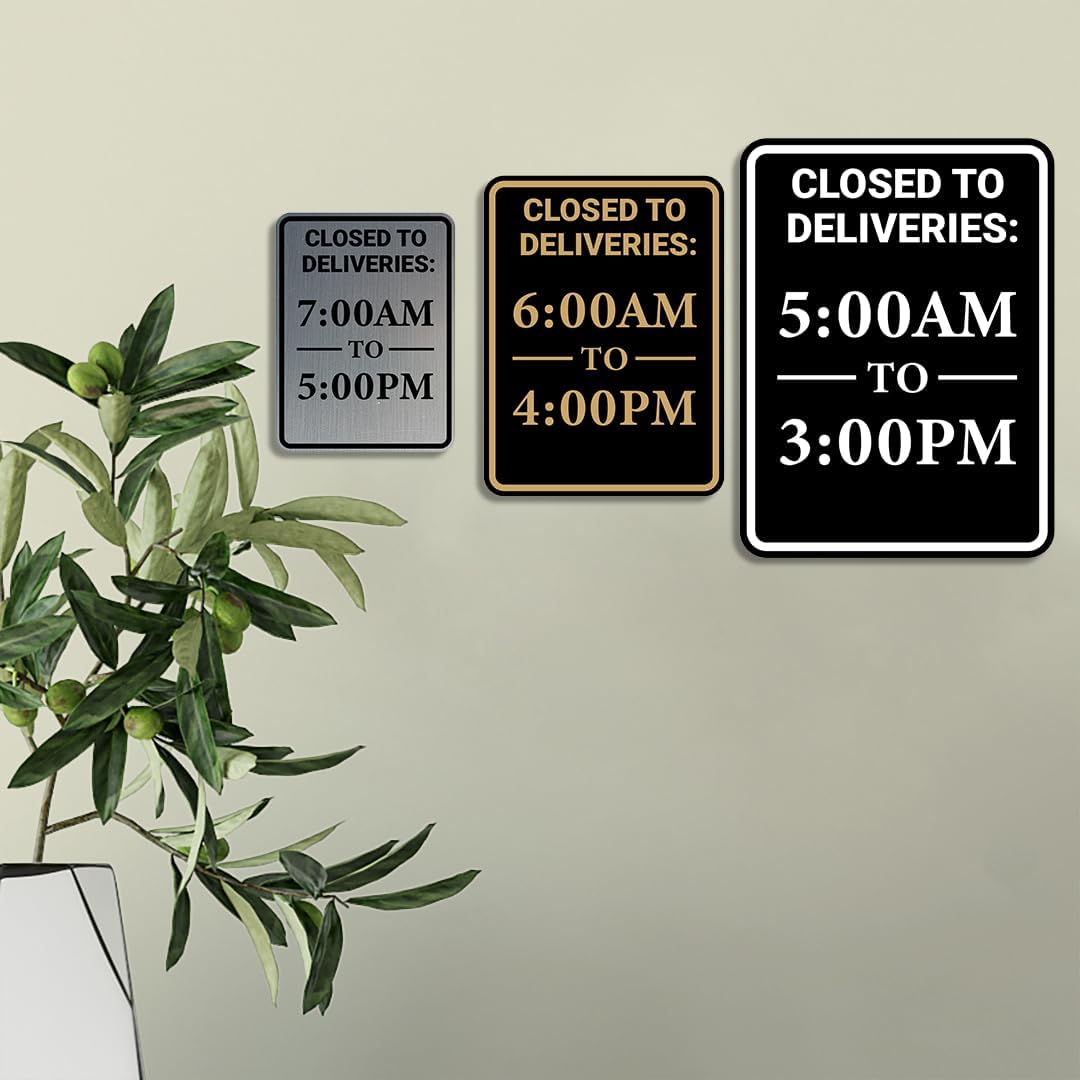 Portrait Round Closed To Deliveries: Custom Wall or Door Sign Easy Installation | Business and Office Decor | Customized Text