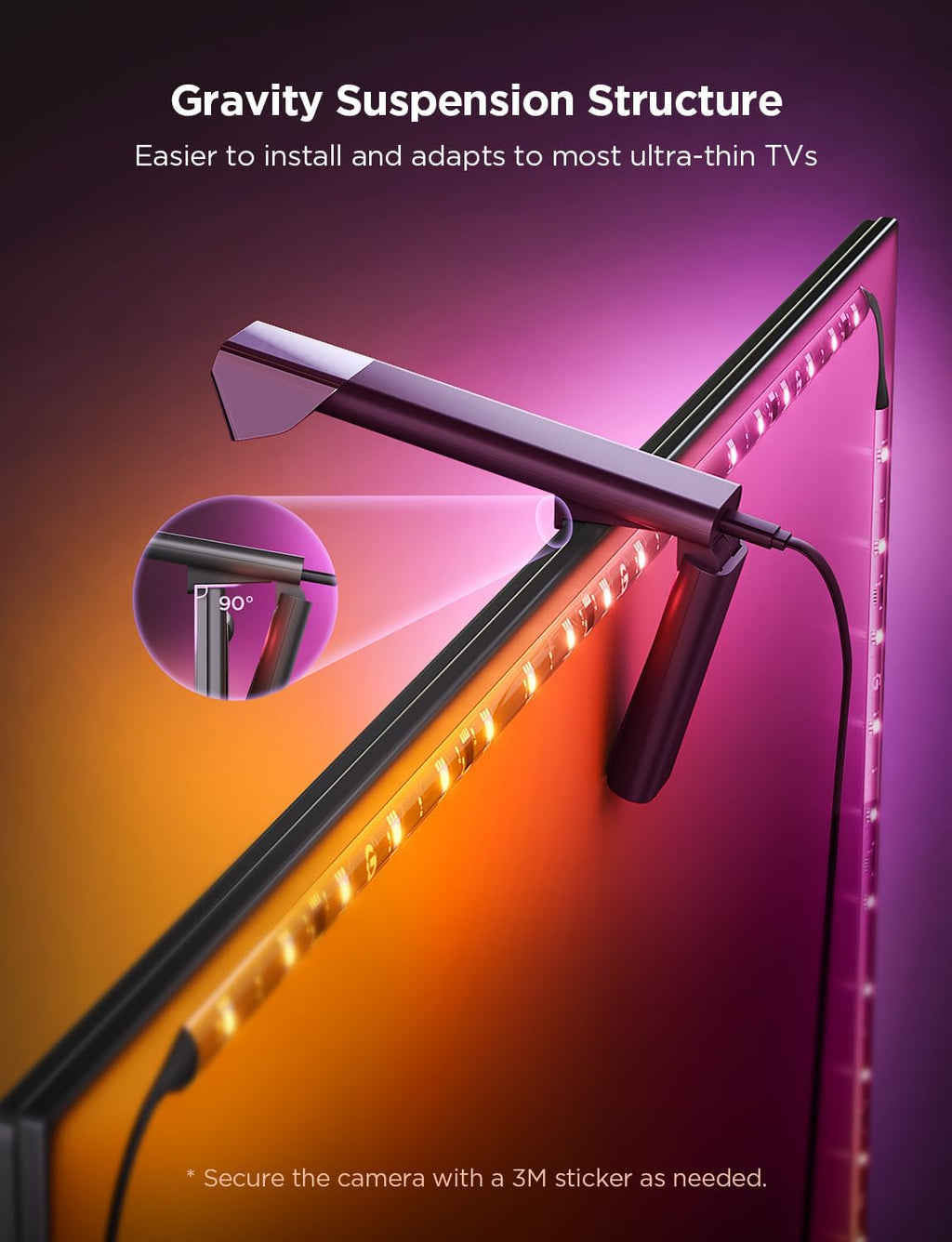 Govee TV Backlight 3 Lite with Fish-Eye Correction Function Sync to 75-85 Inch TVs, 16.4ft RGBICW Wi-Fi LED Strip Lights with Camera, 4 Colors in 1 Lamp Bead, Voice and APP Control, Adapter