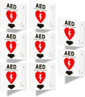 T&R AED Sign, Automated External Defibrillator with Down Arrow - 8 Pack - 6 x 6 Inches Acrylic, 2 pre-drilled holes, Includes Matching Screws, Use for Office/Business