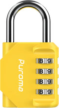 Puroma 1 Pack Combination Lock for Locker 4 Digit Outdoor Waterproof Padlock for School, Gym, Sports, Fence, Toolbox, Gate, Case, Outdoor, Hasp Storage (Yellow)