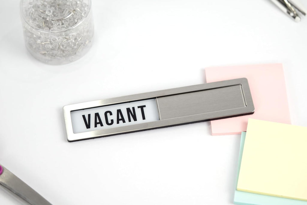 Stainless Steel Vacant/Occupied Privacy Sign for In Out Office Room Use, Vacant and Occupied Bathroom or Business Indicator Signs - Black & White Professional Design