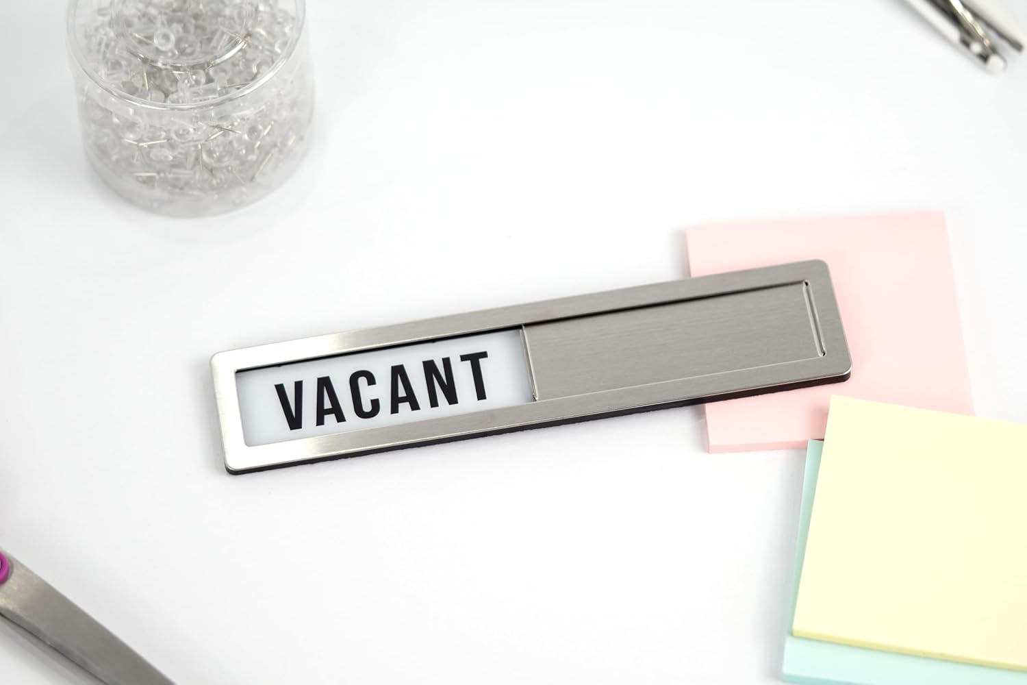 Stainless Steel Vacant/Occupied Privacy Sign for In Out Office Room Use, Vacant and Occupied Bathroom or Business Indicator Signs - Black & White Professional Design