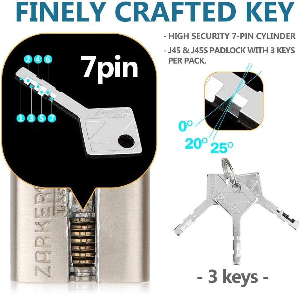J45S keyed Alike Padlocks, Heavy Duty Stainless Steel Shackle Lock, Waterproof and Rustproof Storage, Warehouses, Garage, Outdoors, 60-Pack