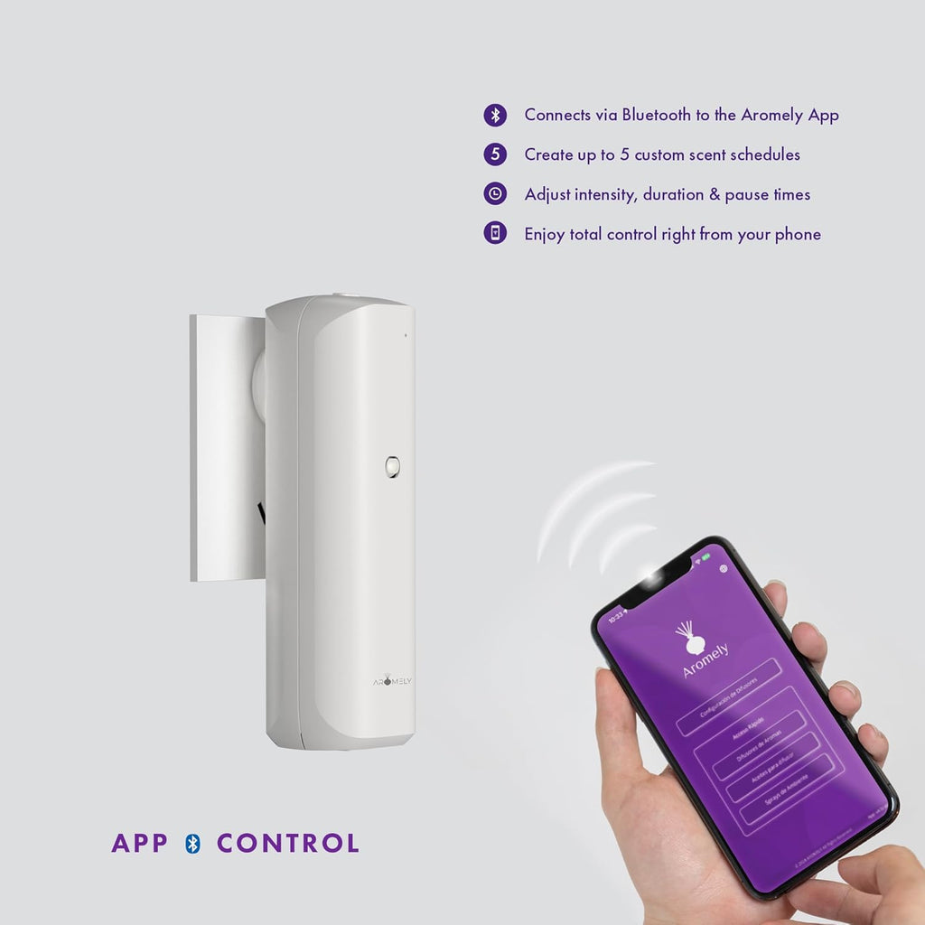 Aromely ARO Bliss Plug in Oil Diffuser, Smart Bluetooth Scent Diffuser, Waterless Aromatherapy, Ideal for Hotel Rooms, Bathrooms & Small Offices, App Controlled Perfect Aroma Diffuser Up to 500 SQFT
