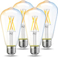 LVWIT WiFi Dimmable Vintage LED ST21 Edison Smart Bulb, 60 Watt Equivalent, E26 Base, 2700K - 6500K, Compatible with Alexa, Google Assistant, No Hub Required,4 Pack