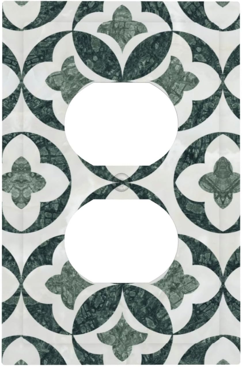 Green Luxury Modern Cubic Marble Cubic Marble Duplex Outlet Decorative Light Switch Covers Electrical Faceplate Switch Plates for Bathroom Kitchen Home