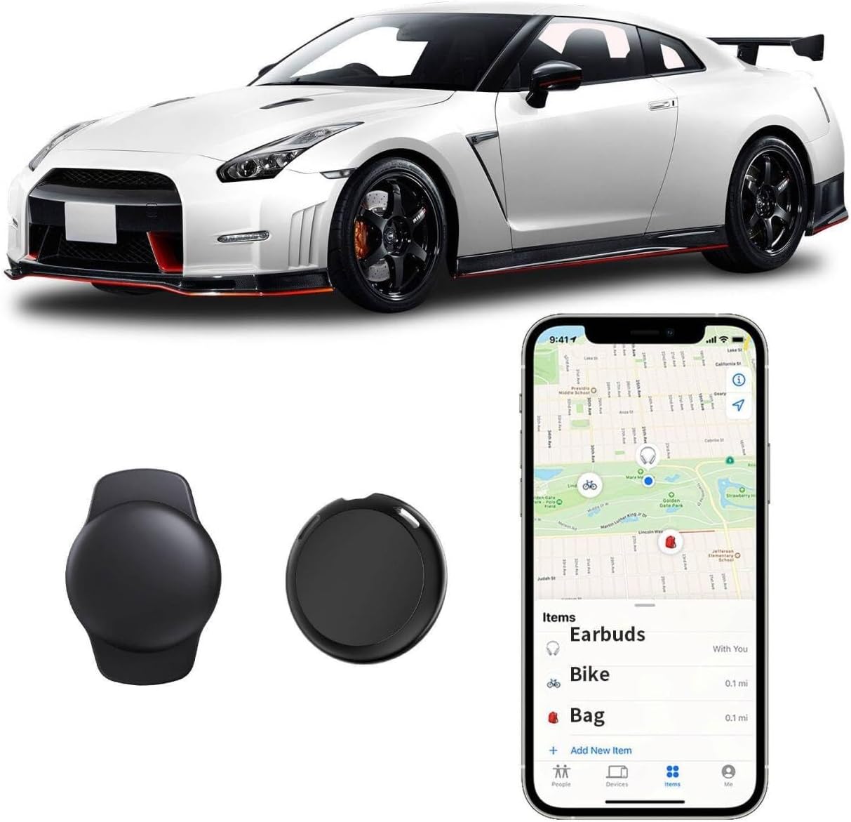 Car GPS Tracker Work with Find My (iOS Only) Mini Real Time Tracking Devices for Vehicles Hidden Magnetic Case Item Finder Global Coverage for Kids Dogs Truck No Monthly Fee or Subscription Waterproof