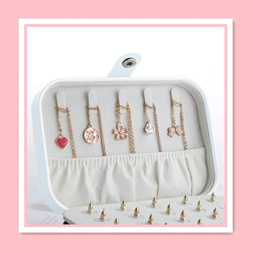 Jewelry Travel Case, Large Capacity Leather Jewelry Box, Multifunctional Travel Jewelry Organizer with 5 Necklace Hooks, 20 Earring Slots, 12 Ring Grooves, for Earrings Rings Brace