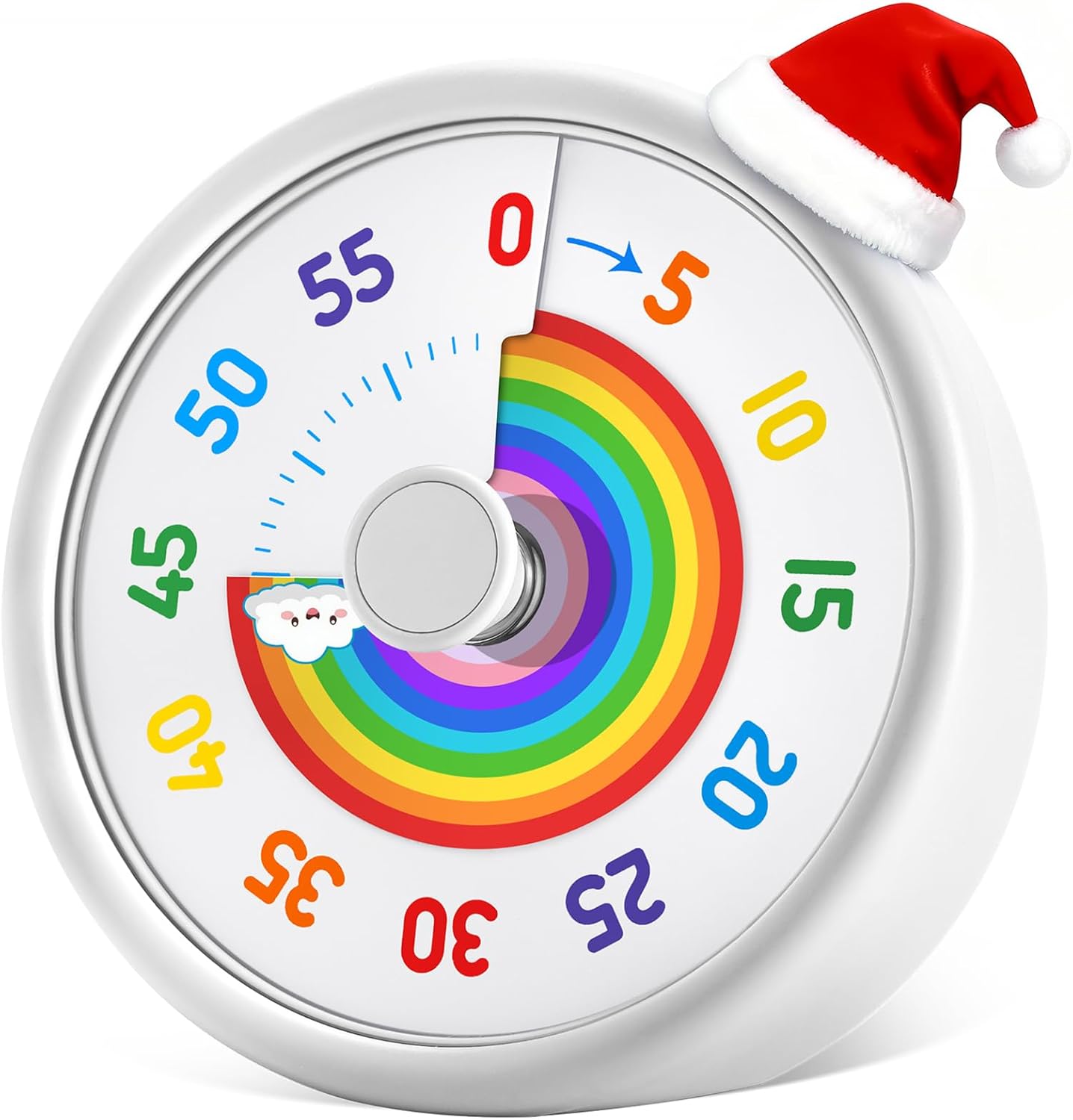 HIPPIH Visual Timer for Kids, 60 Minute Countdown Timers for Classroom Kitchen Office, Rainbow Disk Desk Timer Clock with Silent Operation, Pomodoro Timer Time Management Tools for Toddler ADHD White