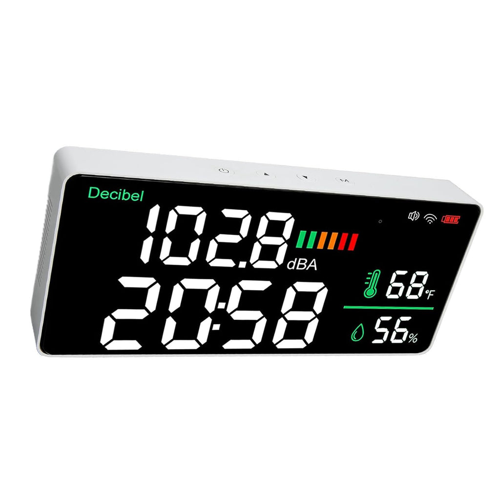4 in 1 LED Decibel Meter, 2.4G WiFi Wall Mounted 11 Inch Meter, Sound & Noise Meters Temperature Humidity Time Display Level for Tuya Large Inch Display, Thermometer,