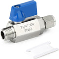 TAISHER 2PCS 304 Stainless Steel Compression Mini Ball Valve Shut Off Switch, 1/4" Tube OD x 1/4" NPT Male