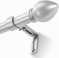 Curtain Rods for Windows 16 to 92 inches, Curtain Rod Max Adjustable Length to 104 in, Drapery Rod 1 inch Diameter with Modern Knobs Finials (Satin Silver, 16" to 92" - Set of 1)