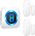 SURFOU Wireless Doorbell Chime with 2 Sensors 1 Receiver,Door Chimes When Door Opens,Door Sensor Chime,Alarms for Business/Home,Digital Doorbell Chime,55 Chimes 5 Volumes,1000FT/300M,IP55 Waterproof