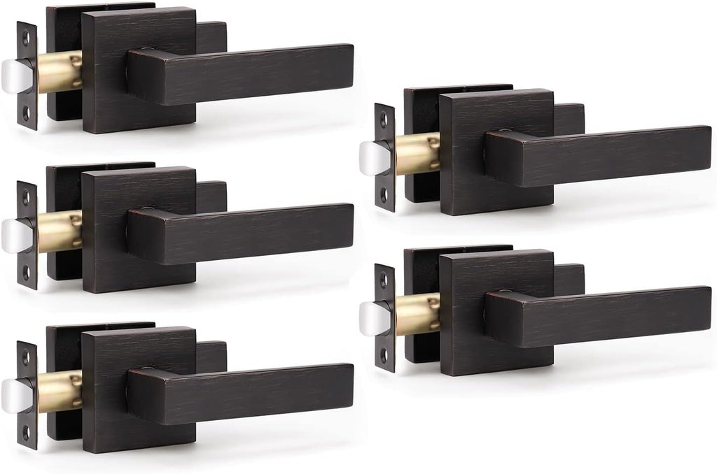KNOBWELL Heavy Duty Leversets with Oil Rubbed Bronze Finish, Interior Door Handles Set, Passage Door Lever Hall and Closet Door Handle, Left or Right Handing, 5 Pack 2.07 lb One Lever