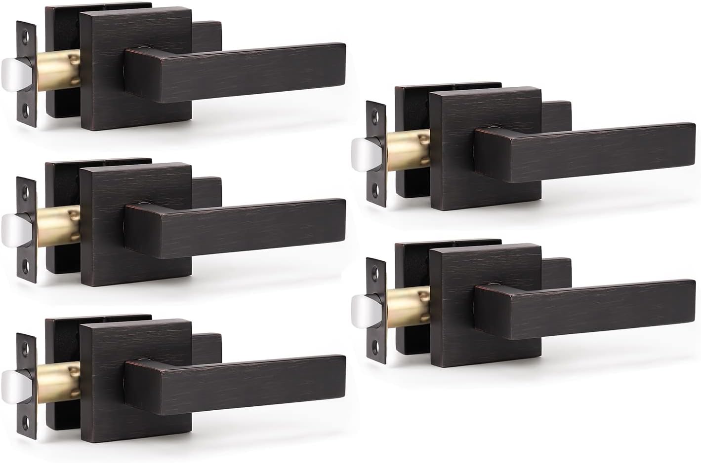 KNOBWELL Heavy Duty Leversets with Oil Rubbed Bronze Finish, Interior Door Handles Set, Passage Door Lever Hall and Closet Door Handle, Left or Right Handing, 5 Pack 2.07 lb One Lever