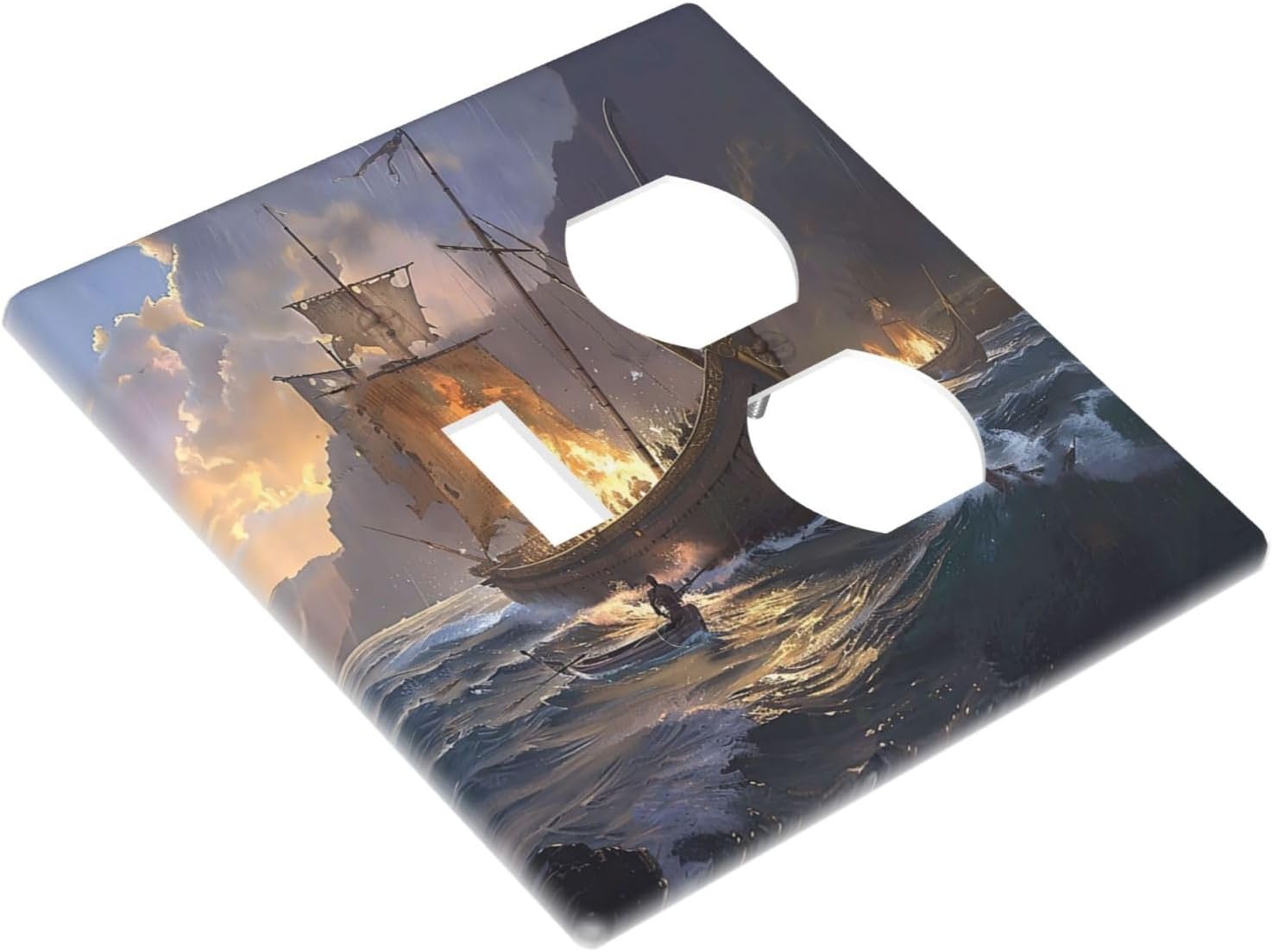 Outlet Covers Medieval Vintage Sailing Adventure Sailings Ocean Waves 1 Toggle 1 Duplex Switch Plate Covers Electrical Light Switch Cover Plate Decorative Wall Plate Socket Cover for Bedroom Cabin
