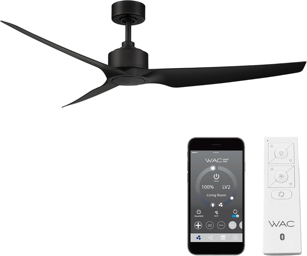 WAC F-056-MB Stella 60" Outdoor Ceiling Fan with Remote Control, Matte Black
