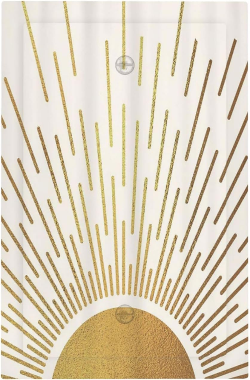 Decorative Light Switch Cover Plate Boho Mid Century Gold Sun Sunbeams 1 Gang No Device Single Blank Outlet Covers Wall Plates for Electrical Outlets Faceplate for Bedroom Home Decor