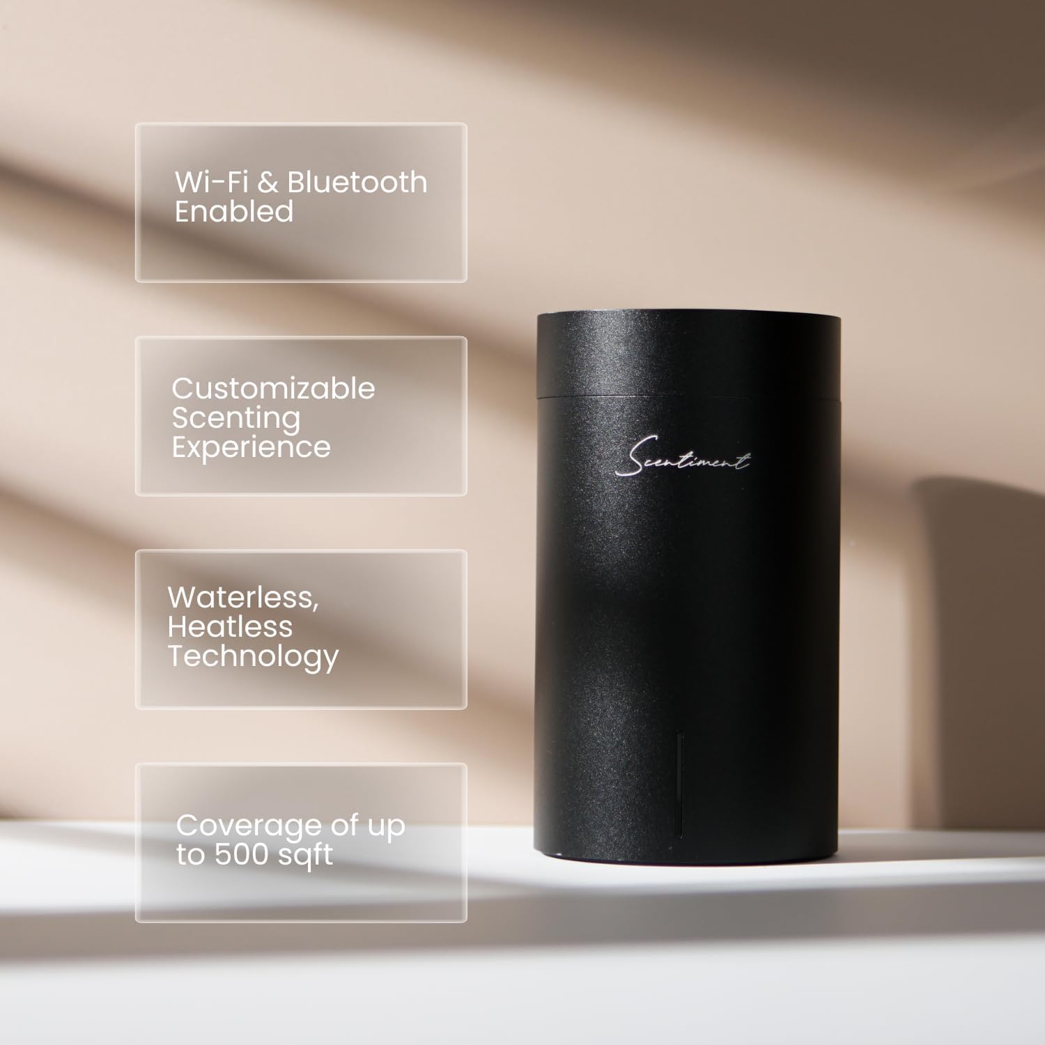 Scentiment Diffuser Mini V2 LE Smart – Limited Edition Portable Cold-Air Aroma Diffuser with Wi-Fi, Touch Controls & Long Battery Life (500 sq ft) - Black