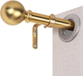 Curtain Rods for Windows 18 to 45 inches,1 Inch Modern Metal Drapery Rods,Adjustable Heavy Duty Curtain Pole with Round Finials(18"-45"Warm Golden)