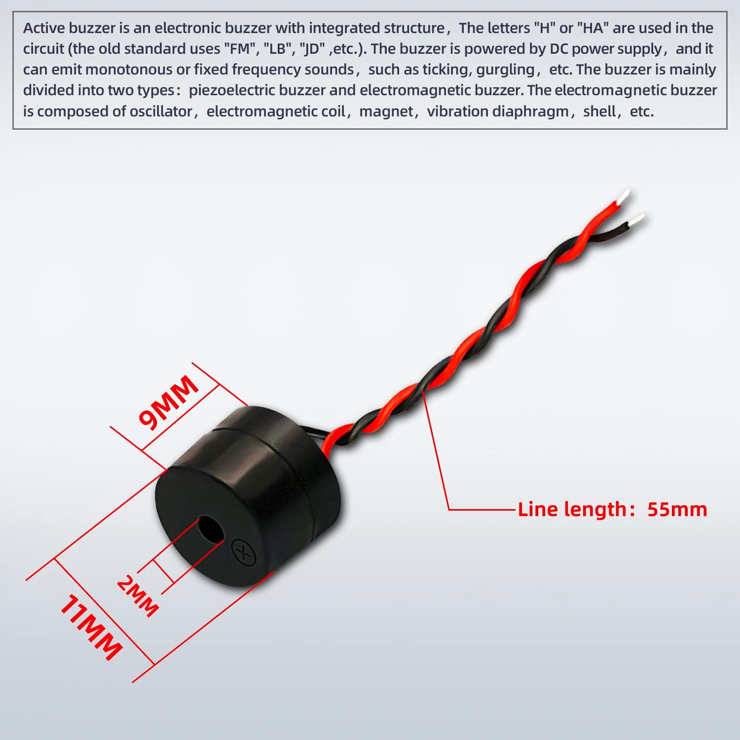 30Pcs DC 12V Electronic DC Buzzer 5v Alarm Active Piezo Beep Sound ABS Housing 85dB Wired Connector Black