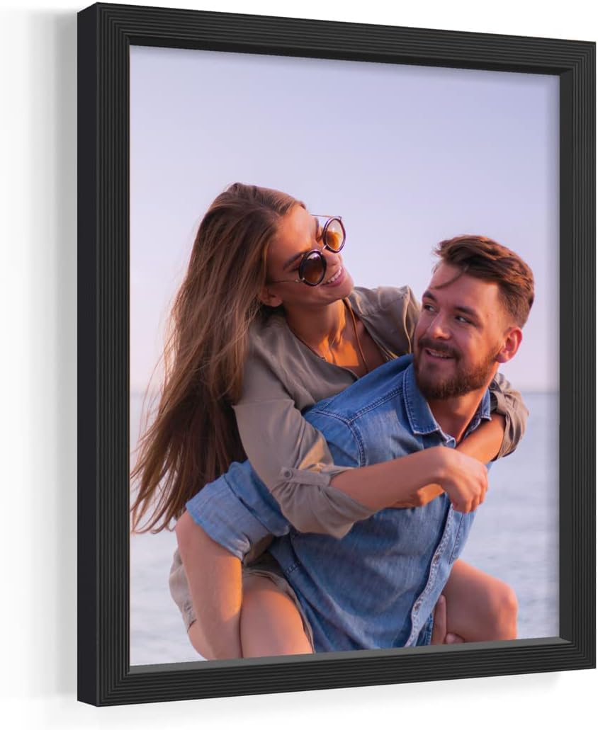 Renditions Gallery Set of 12, 11X14 Custom Photo Prints with Real Wood Picture Frames. Create Personalized Photos with Peel & Stick Photo Frames. Black Frame