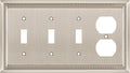 Henne Bery Sunken Pearls Heavy Duty Decorative Wall Plate Switch Plate Outlet Cover (Triple Toggle/Single Duplex, Satin Nickel)