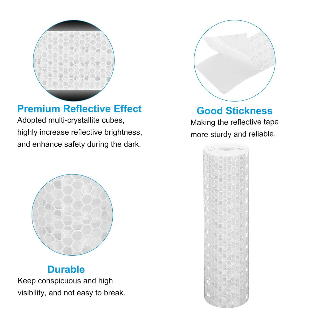 PATIKIL 6 Inch x 10 ft Reflective Tape, 1 Roll Waterproof Self Adhesive High Visibility Caution Warning Safety Tape Reflector with Scraper for Trucks Trailers Cars, White