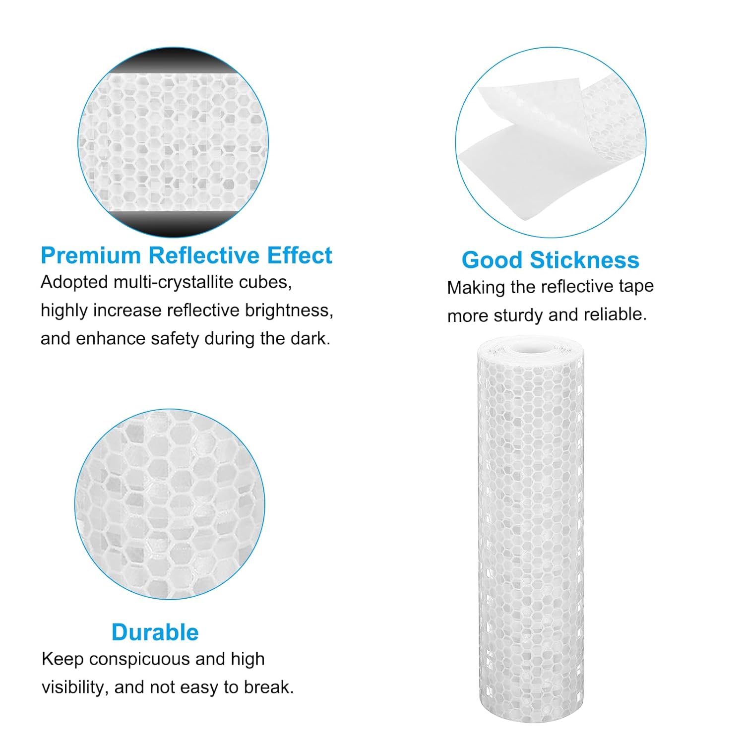 PATIKIL 6 Inch x 10 ft Reflective Tape, 1 Roll Waterproof Self Adhesive High Visibility Caution Warning Safety Tape Reflector with Scraper for Trucks Trailers Cars, White