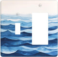 Outlet Covers Blue Watercolor Textured Abstract Ocean Wave 1 Toggle 1 Rocker Combo Light Switch Cover Plate Decorative Switch Plate Covers Electrical Wall Plate for Bedroom living Room Decor