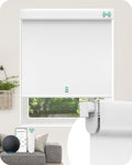 Allesin No Drill Motorized Roller Blinds – Rechargeable Electic Blackout Shades with Cassette Cover, Utral-Quiet Motor, Automatic Blind with Remote for Indoor Windows (White, 28" W x 72" H)