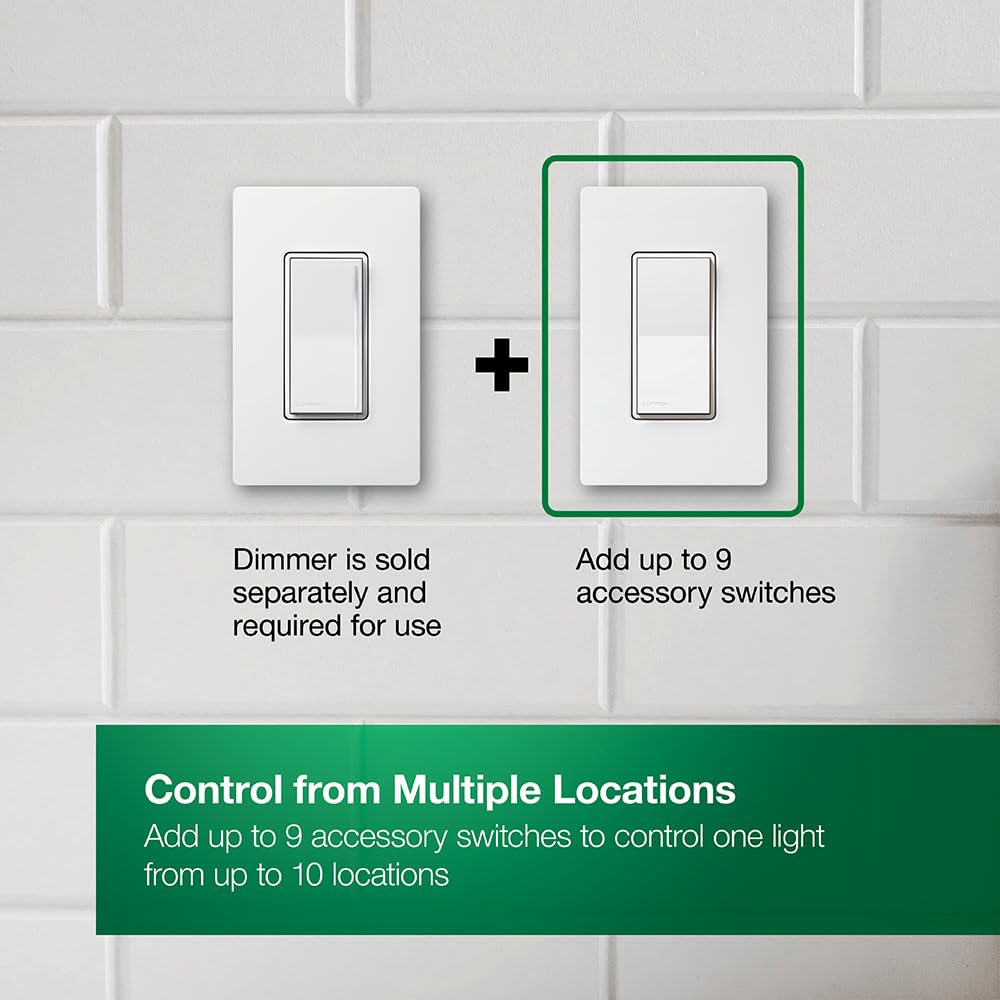 Lutron Sunnata On/Off Accessory Switch, only for use with Sunnata LED+ Dimmers, ST-AS-LA, Light Almond