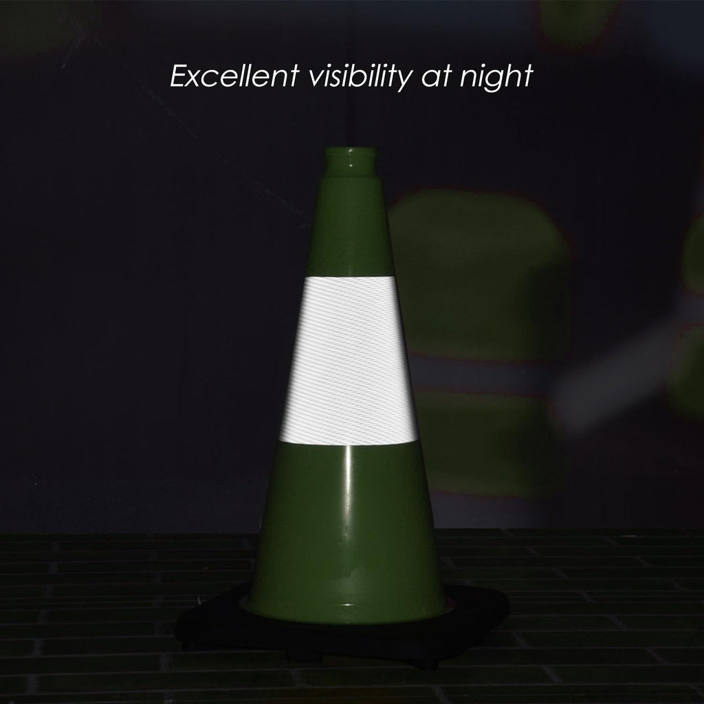 6 Pack 18" Inch Green PVC Traffic Cones with Heavy-Duty Base, High-Visibility All-Weather Safety Cones for Road Construction, Parking Lot, and Garage Use (6, Green, 18" Medium)