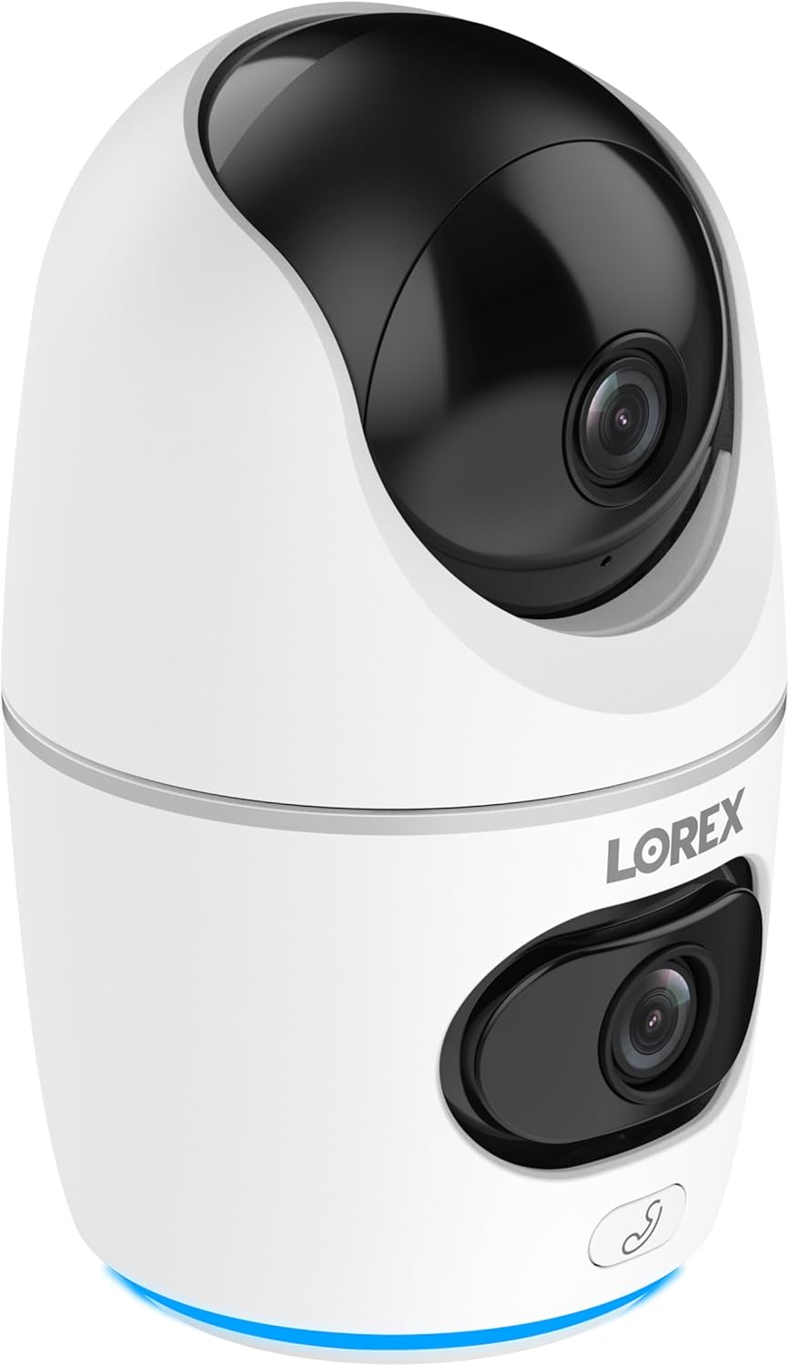 Lorex 2K Dual Lens Indoor Wi-Fi Security Camera | Auto-Tracking | 360° Pan-Tilt | Person & Pet Detection | IR Night Vision | 2-Way Talk | Cloud & 32GB Local Storage