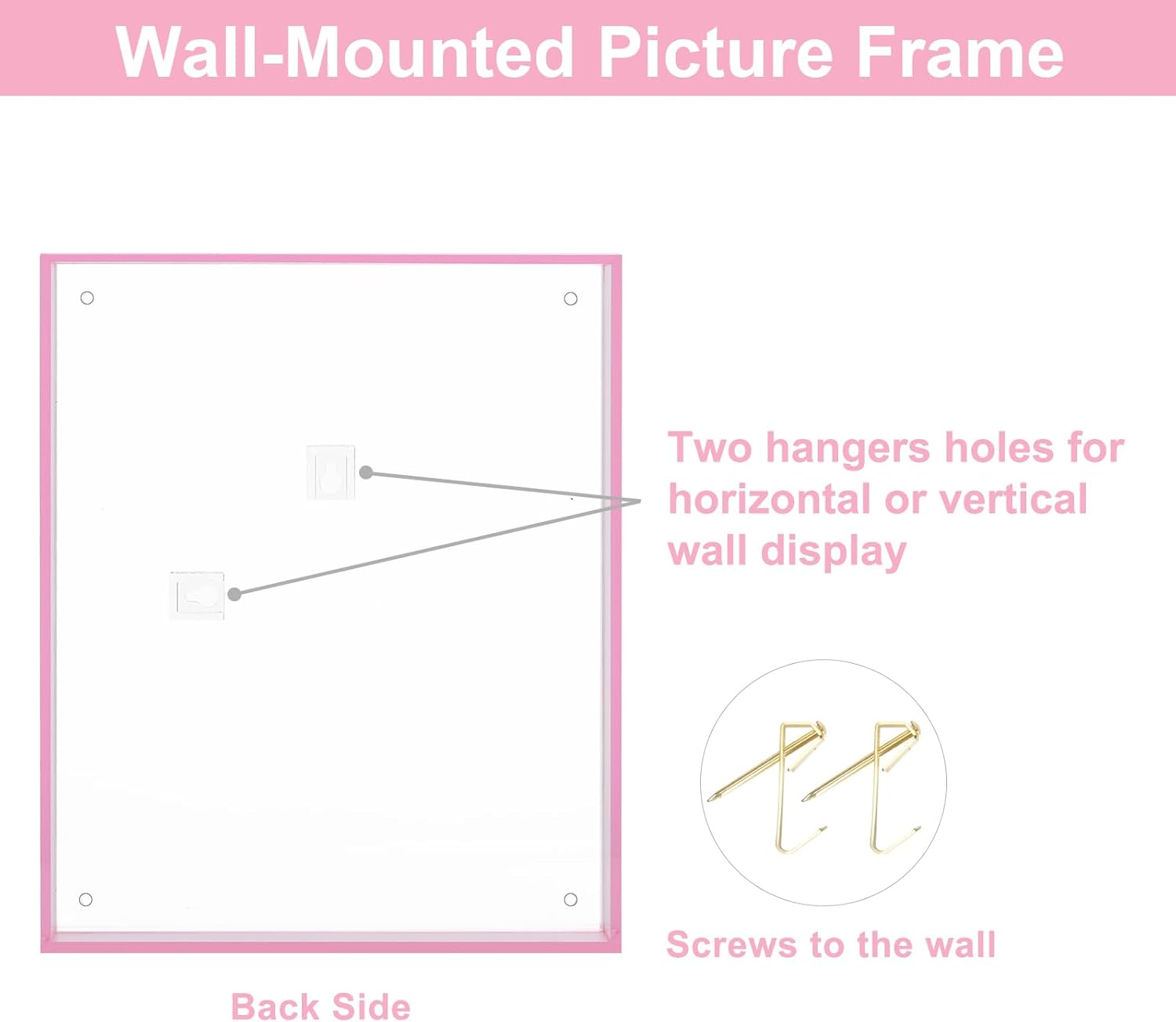 8x10 Picture Frames, Stunning Color Acrylic Photo Frame, Wall & Tabletop Display Frames, Modern Floating Style for Home Office Decoration, Pink (1 Pack)