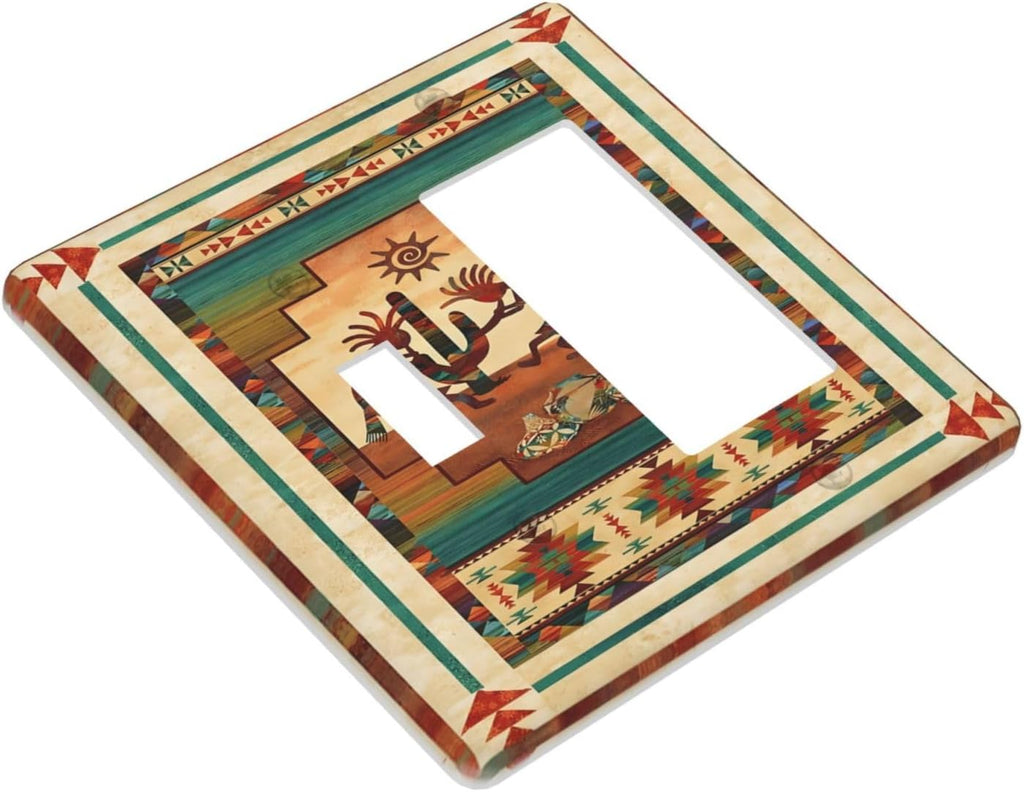 Decorative Outlet Covers Native American African Afro 2 Gang Wall Plate Single Toggle 1 Rocker Light Switch Cover Switch Plate Covers Faceplate for Home Bedroom Decor