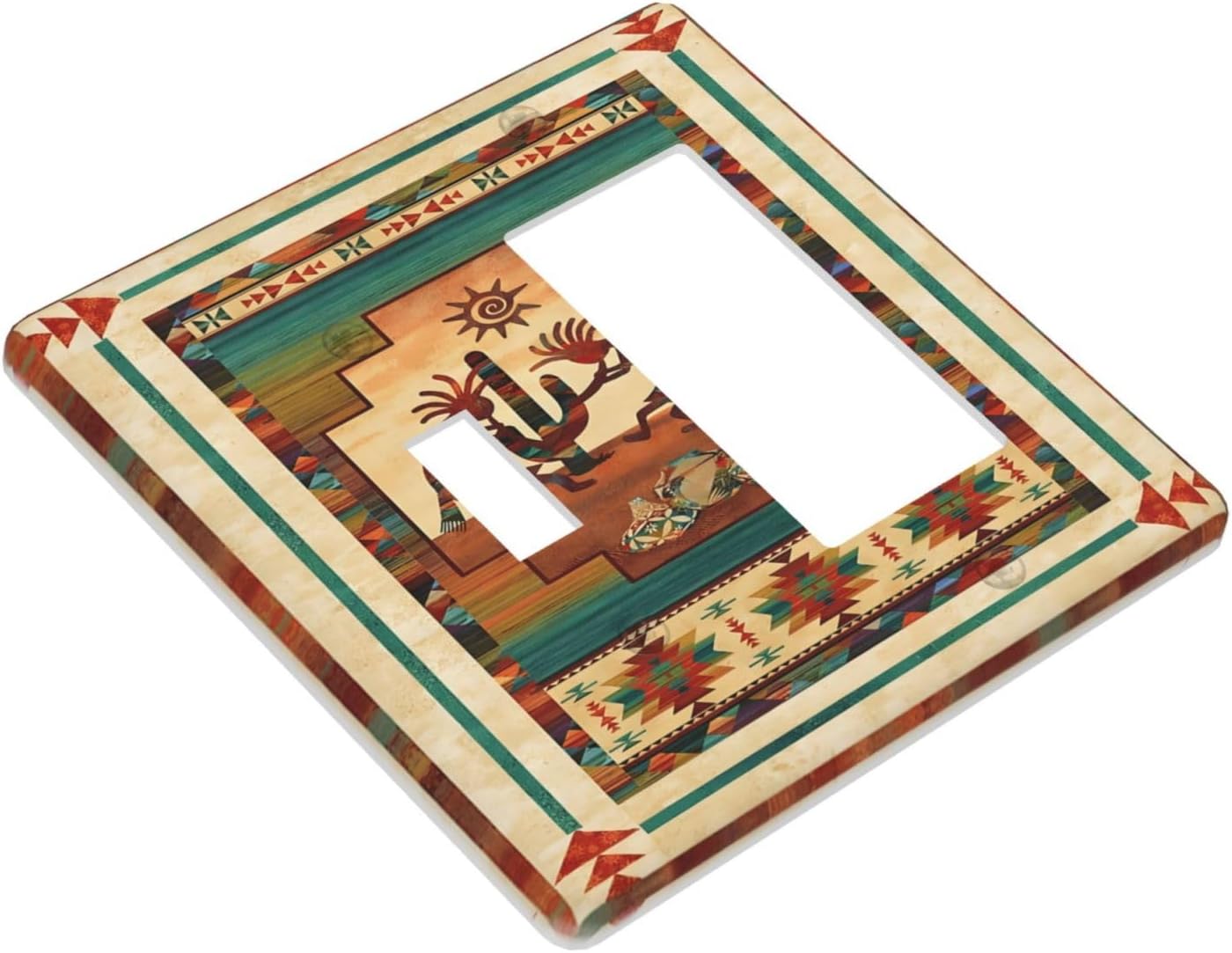Decorative Outlet Covers Native American African Afro 2 Gang Wall Plate Single Toggle 1 Rocker Light Switch Cover Switch Plate Covers Faceplate for Home Bedroom Decor