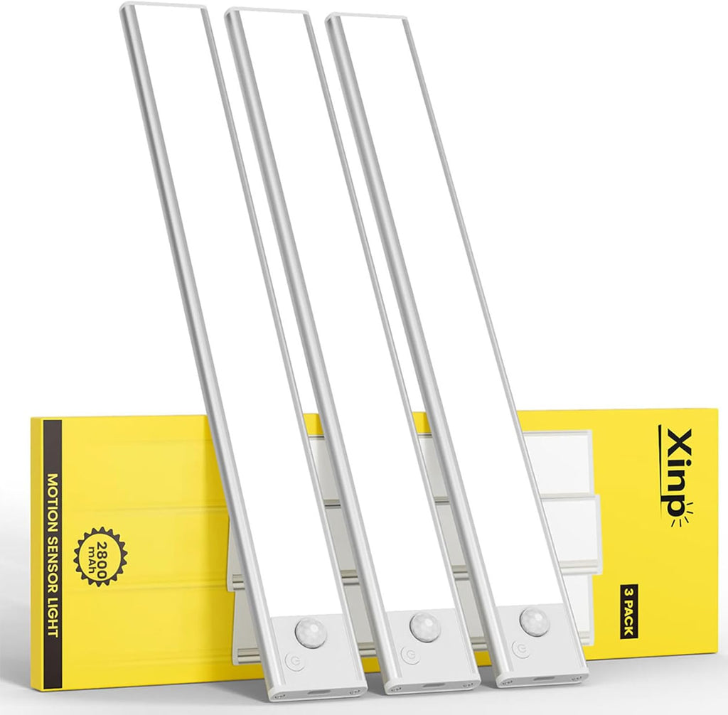 Under Cabinet Lighting, LED Magnetic Motion Activated Under Cabinet Lights, Rechargeable Closet Lights 2800mAh Battery Operated, Wireless Dimmable Under Counter Lights for Kitchen,Hallway 2 Pack