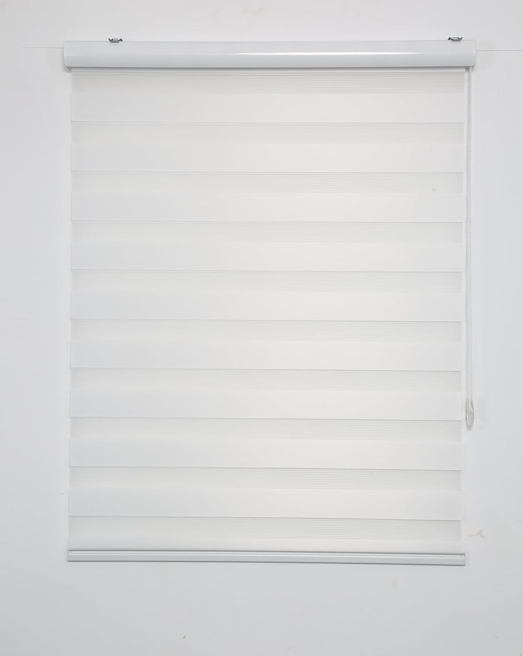 Shadesu Custom Size Zebra Blinds for Windows, 49" W x 72 H, White, Dual Layer Free-Stop Zebra Shades, Light Control for Day and Night, Sheer Blinds for Indoor Windows, Bedroom, Kitchen