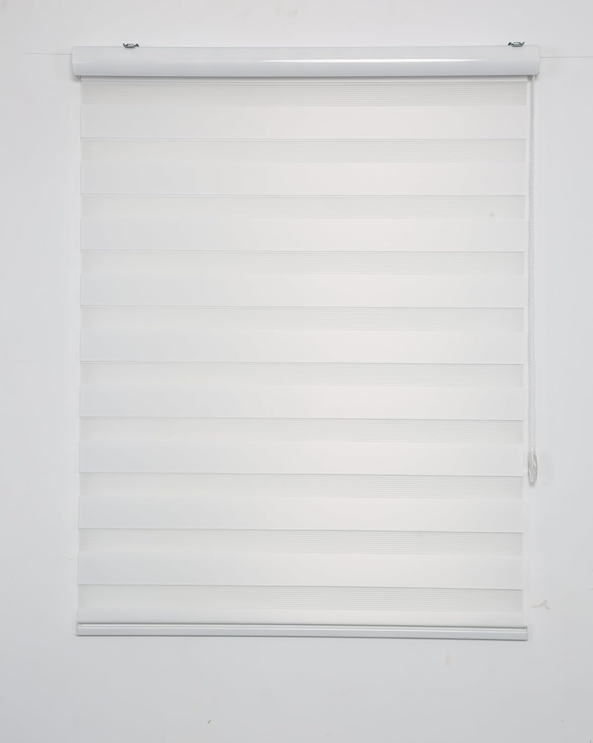 Shadesu Custom Size Zebra Blinds for Windows, 50" W x 72 H, White, Dual Layer Free-Stop Zebra Shades, Light Control for Day and Night, Sheer Blinds for Indoor Windows, Bedroom, Kitchen