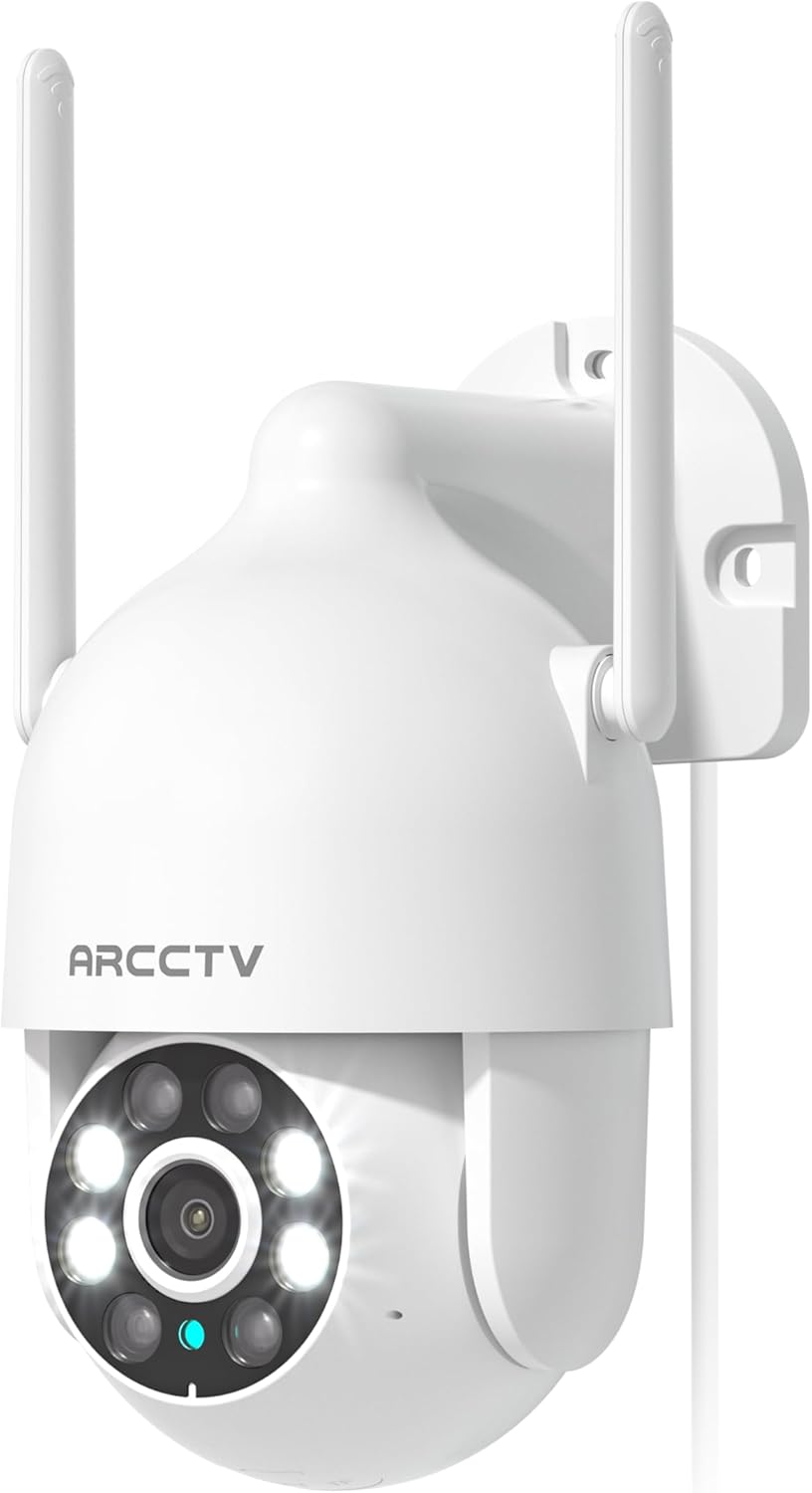 2K Security Camera Outdoor, 2.4G/5G WiFi 24/7 Recording Security Camera, 360° PTZ Auto Tracking, Motion Tracking, Full Color Night Vision, Waterproof