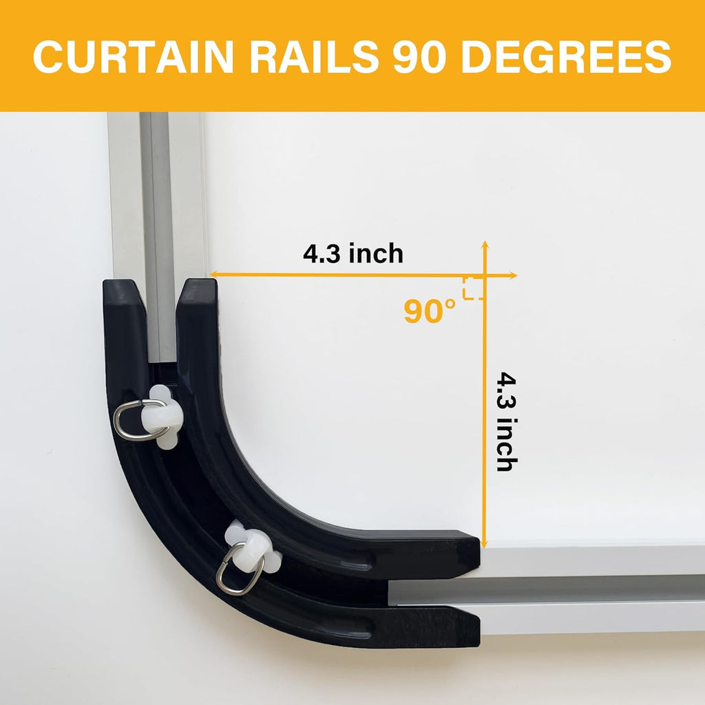 90 Curved Connectors for Ceiling Curtain Track, Black 2 PCS