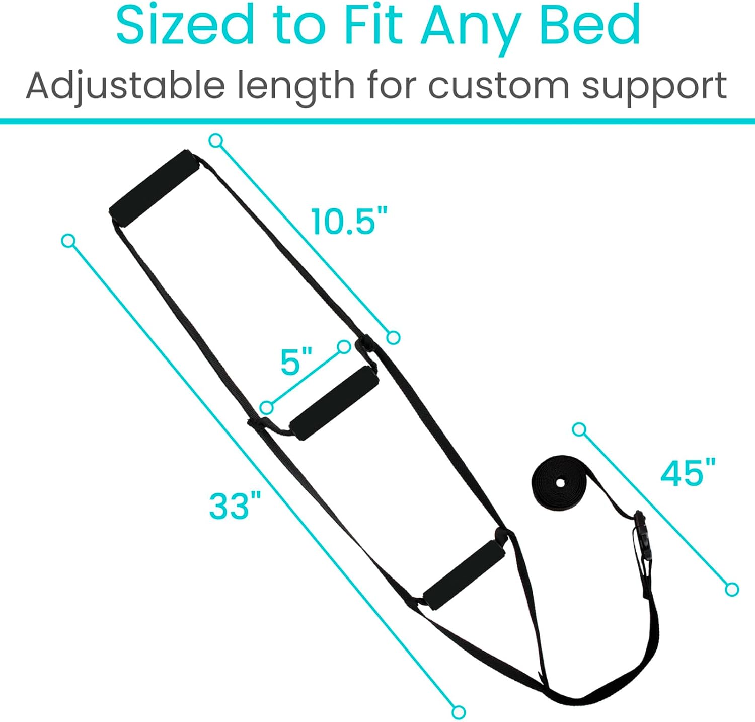 Vive Bed Ladder Assist - Pull Up Assist Device with Handle Strap - Rope Ladder Caddie Helper - Sitting, Sit Up Hoist for Elderly, Senior, Injury Recovery Patient, Pregnant, Handicap - Padded Hand Grip