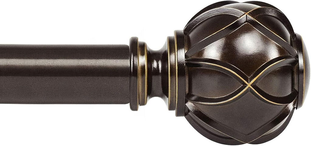 KAMANINA Curtain Rods for Windows 66 to 120 Inch, 7/8 Inch Antique Bronze Heavy Duty Curtain Rod 32 to 120 (2.6-10ft), Adjustable Decorative Drapery Rods with Netted Texture End